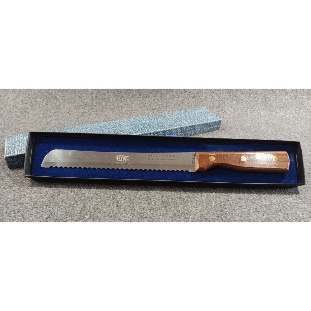 8" Blade ** TRAMONTINA *** Fine Nice Serrated Bread Slicing Knife BRASIL